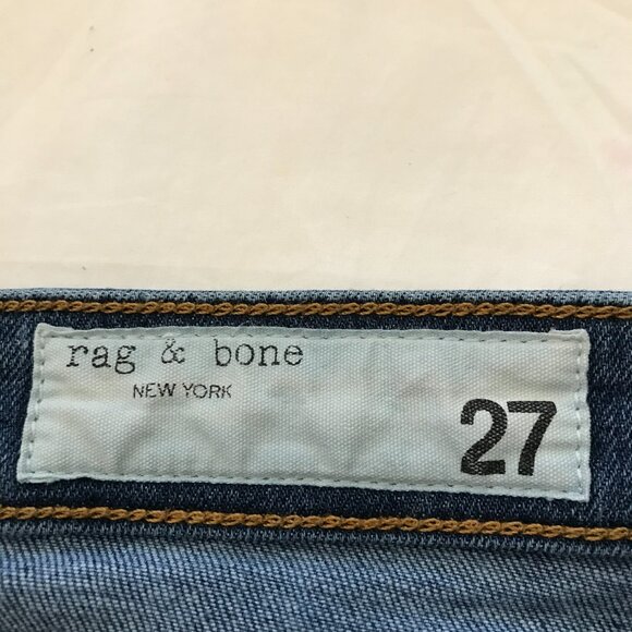 Rag & Bone Cate Mid Rise Skinny Jeans Women 27 Blue Raw Hem Medium Wash Stretch - Picture 3 of 13